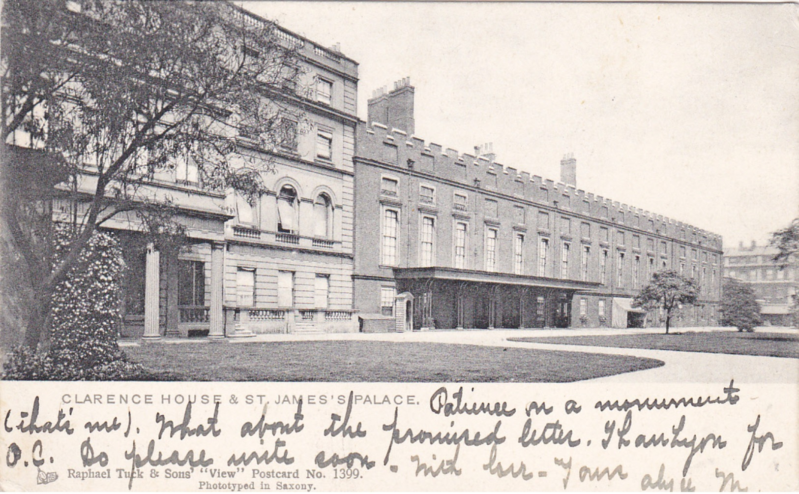 TUCK #1399; LONDON, England, United Kingdom; Clarence House & St. James Palace, PU-1904 - London Suburbs