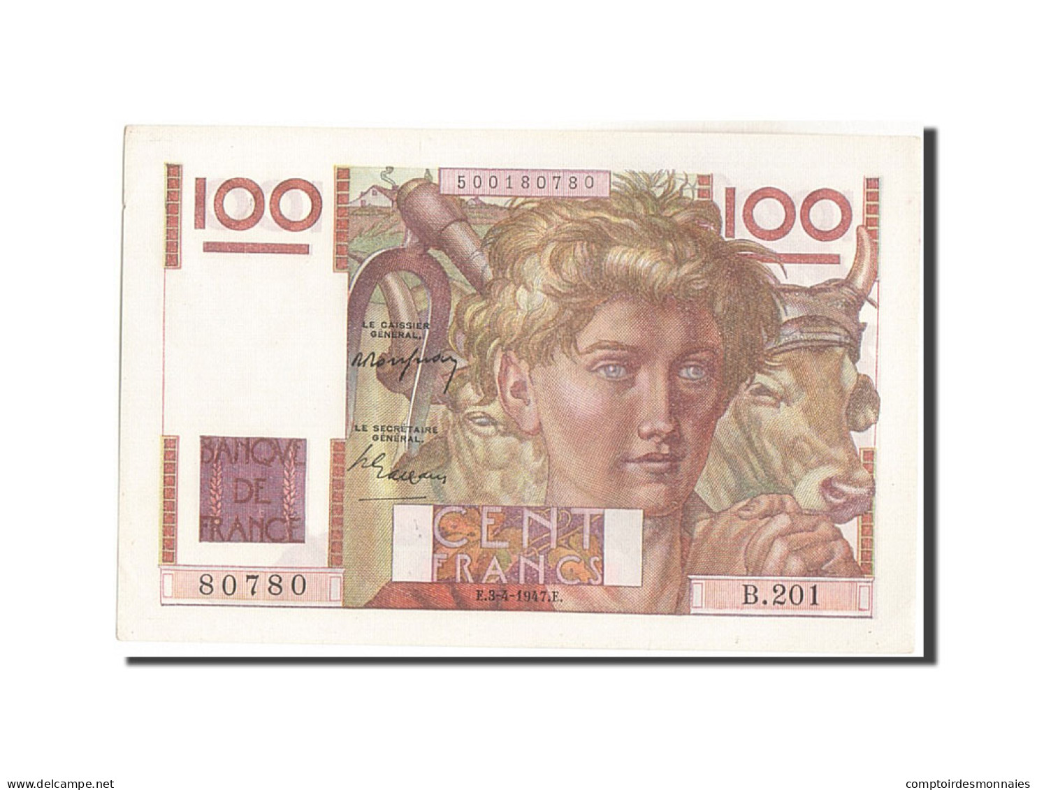 Billet, France, 100 Francs, 100 F 1945-1954 ''Jeune Paysan'', 1947, 1947-04-03 - 100 F 1945-1954 ''Jeune Paysan''