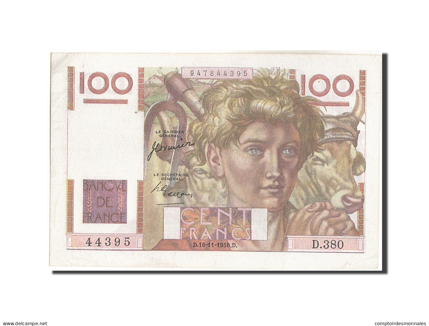 Billet, France, 100 Francs, 100 F 1945-1954 ''Jeune Paysan'', 1950, 1950-11-16 - 100 F 1945-1954 ''Jeune Paysan''