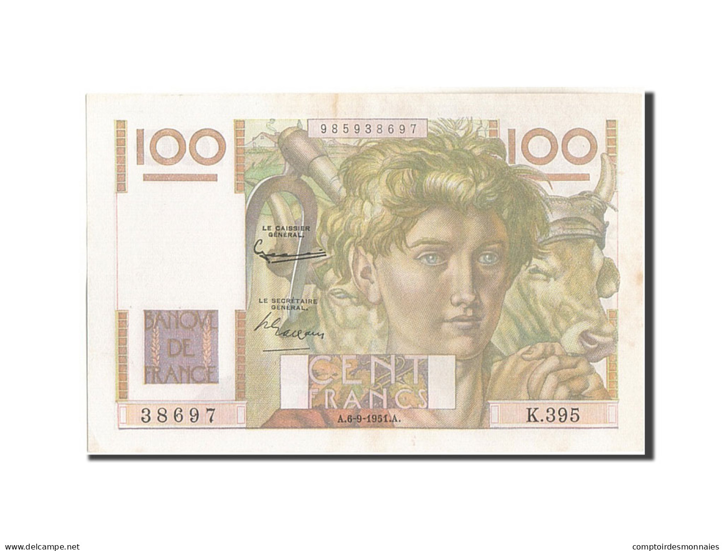 Billet, France, 100 Francs, 100 F 1945-1954 ''Jeune Paysan'', 1951, 1951-09-06 - 100 F 1945-1954 ''Jeune Paysan''