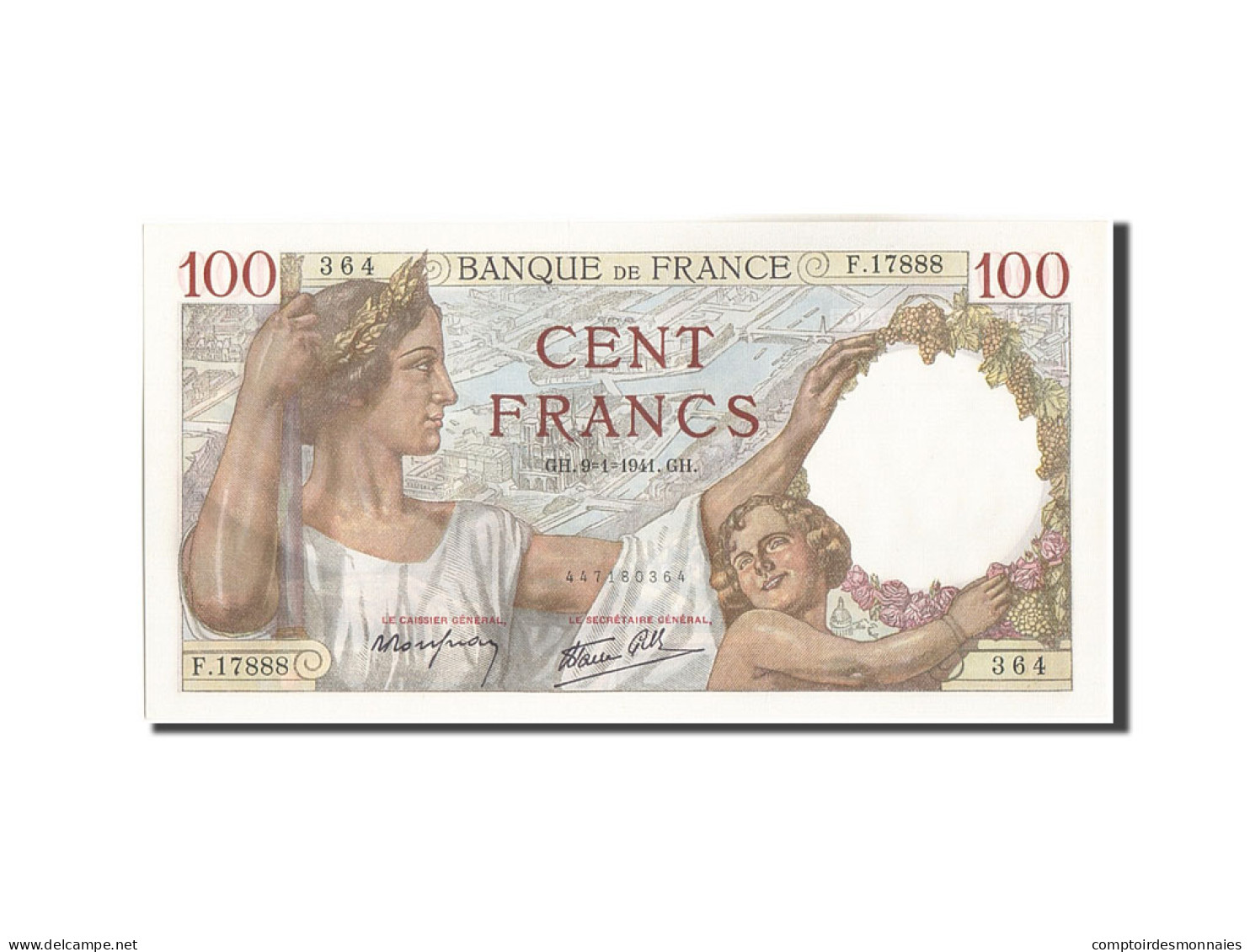 Billet, France, 100 Francs, 100 F 1939-1942 ''Sully'', 1941, 1941-01-09, NEUF - 100 F 1939-1942 ''Sully''