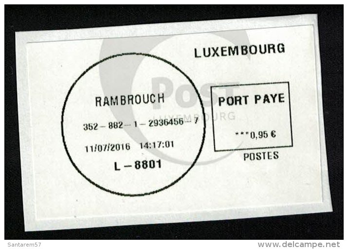 Luxembourg Vignette Port Payé Blanche Rambrouch Sur Fragment SU - Automatenmarken