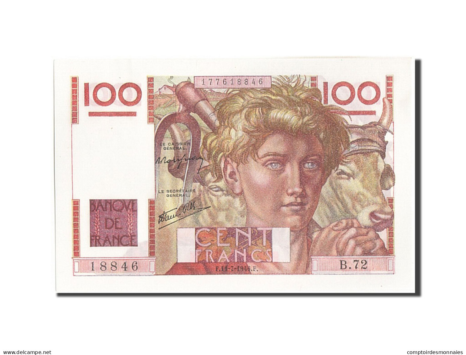 Billet, France, 100 Francs, 100 F 1945-1954 ''Jeune Paysan'', 1946, 1946-07-11 - 100 F 1945-1954 ''Jeune Paysan''