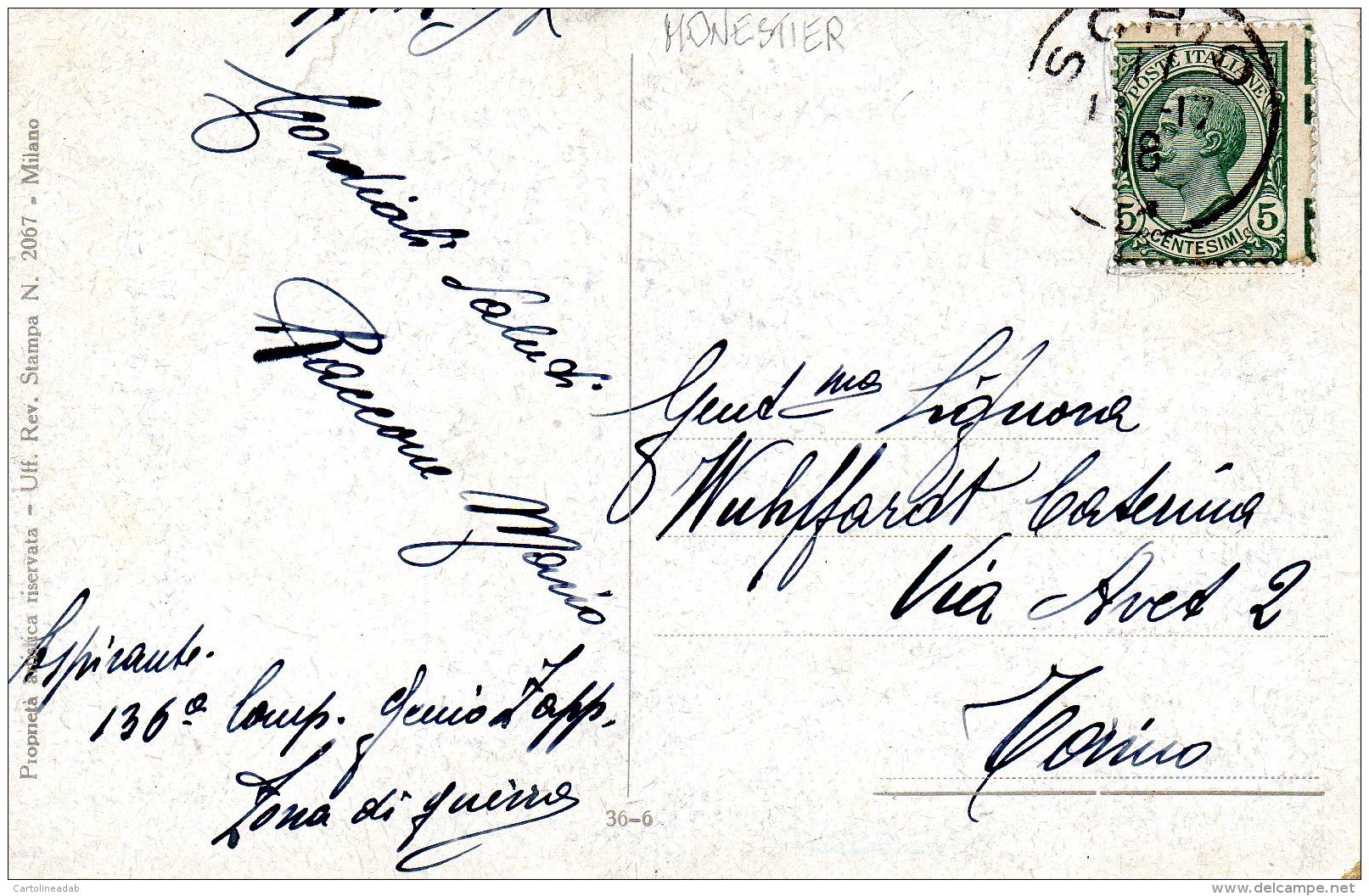 [DC9710] CPA -ILLUSTRATORE MONESTIER C. DONNA CON CANI LEVRIERI - Viaggiata 1917 - Old Postcard - Monestier, C.
