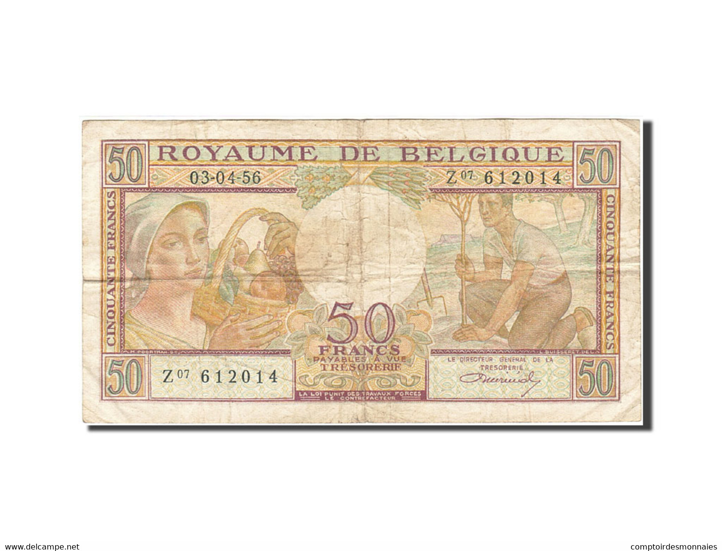 Billet, Belgique, 50 Francs, 1948-1950, 1956-04-03, KM:133b, TB - 50 Francs