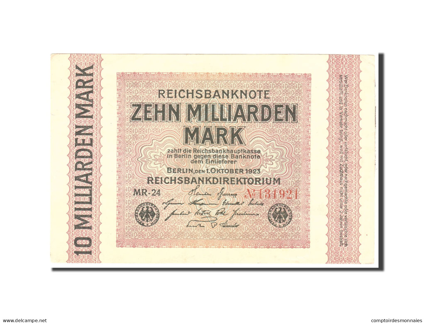 Billet, Allemagne, 10 Milliarden Mark, 1923, 1923-10-01, KM:117b, SUP - 10 Mrd. Mark