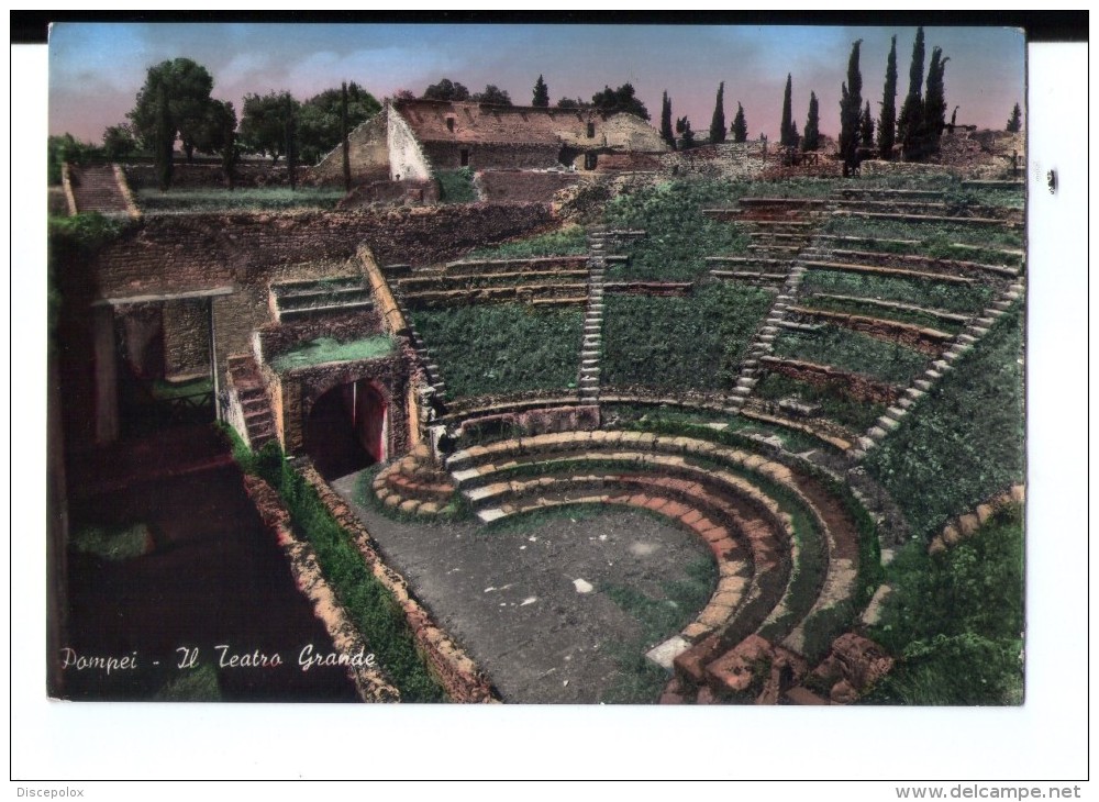 Q3566 Cartolina Della Campania - POMPEI (napoli) Il Teatro Grande _ VIAG. 1957 _ Storia E Archeologia, Archeology - Pompei