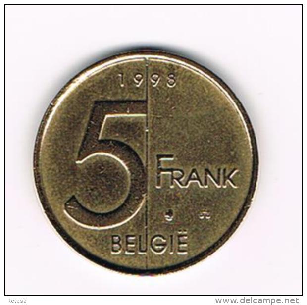 °°° ALBERT II   5 FRANK 1998  VL - 5 Francs