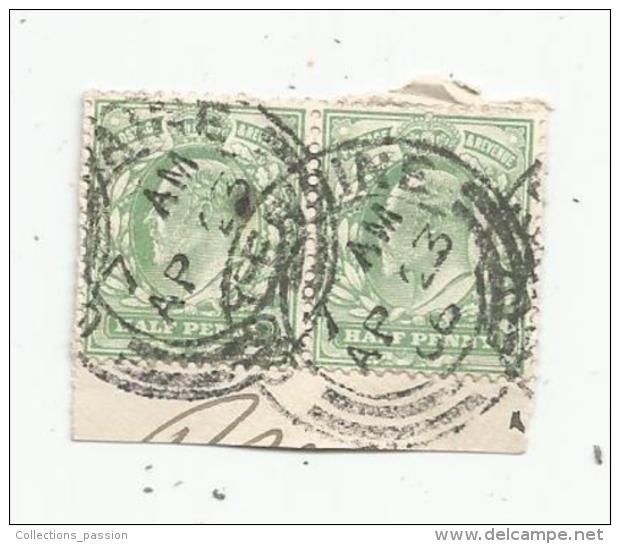 G-I-E , 2 Tiimbres , Grande Bretagne  , Half Penny  , Postage & Revenue , 1906 - Oblitérés