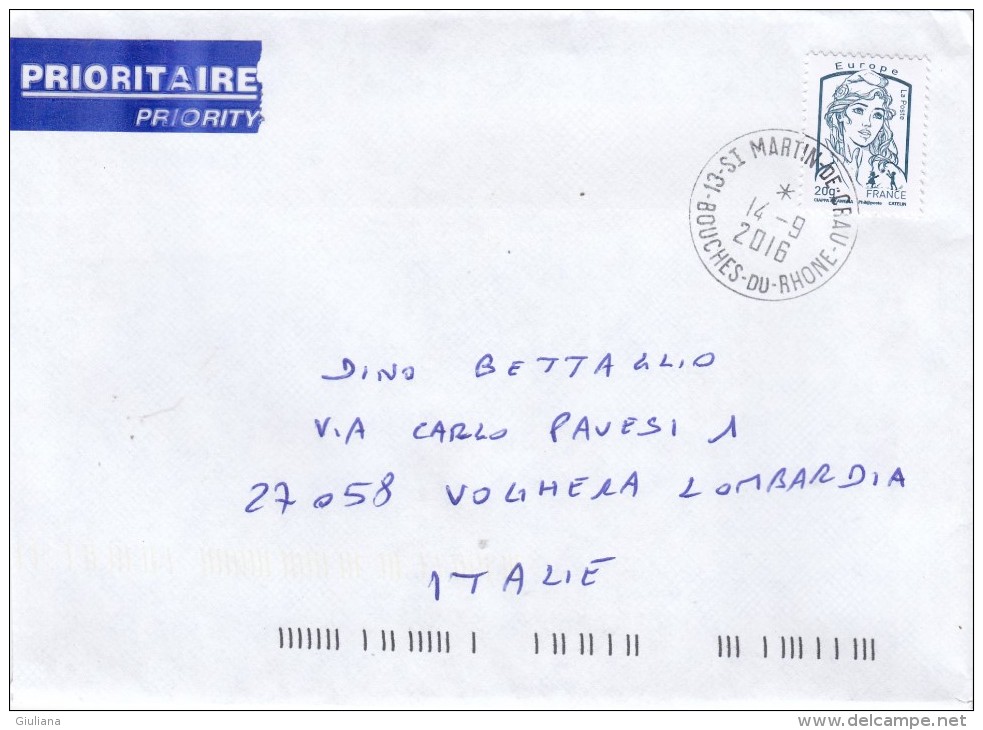 Francia 2016 - Busta X L'Italia Affrancata Con1 Stamp - Covers & Documents