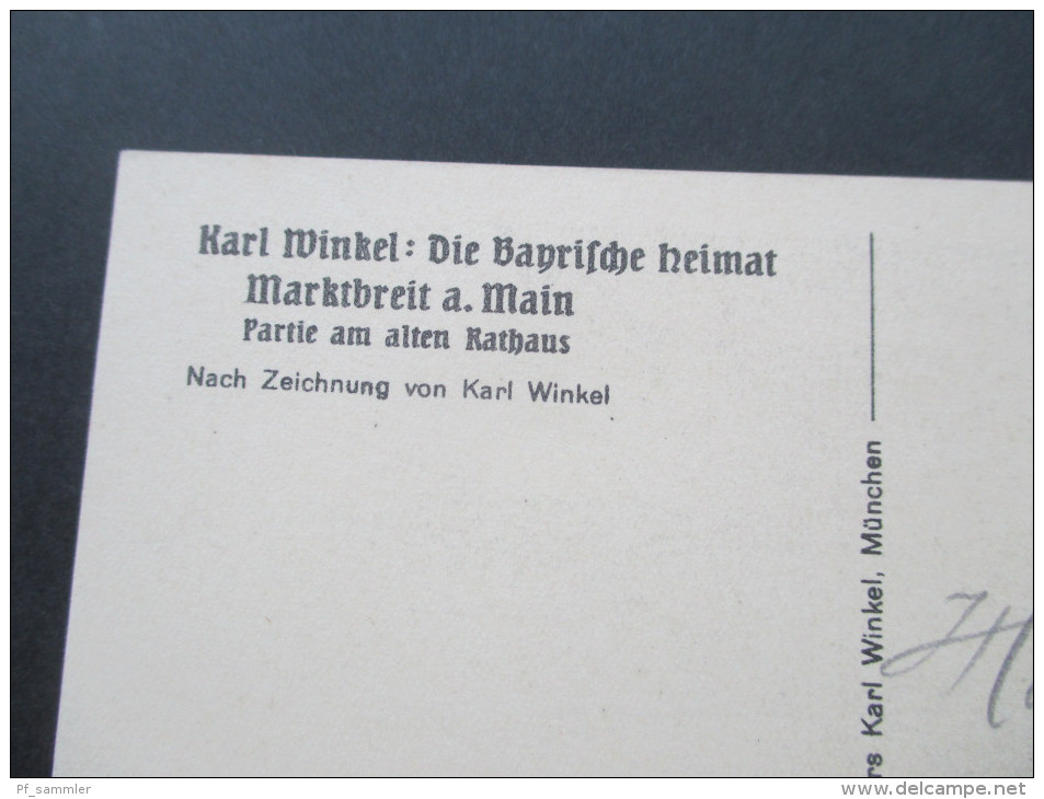 Künstlerkarte DR 1941 Nr. 549 EF Zeichnung Karl Winkel. Die Bayrische Heimat Marktbreit A. Main. Partie Am Alten Rathaus - Autres & Non Classés