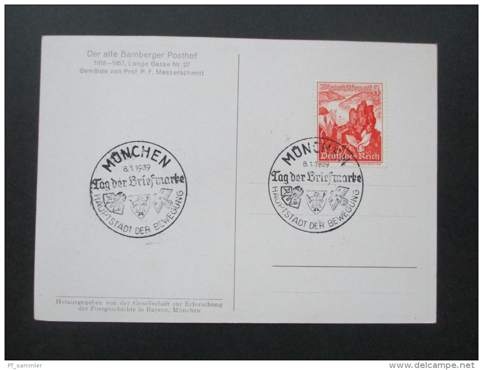 Künstlerkarte DR 1939 Der Alte Bamberger Posthof. Gemälde Von Prof. P.F. Messerschmidt. Sonderstempel Tag Der Briefmarke - Autres & Non Classés