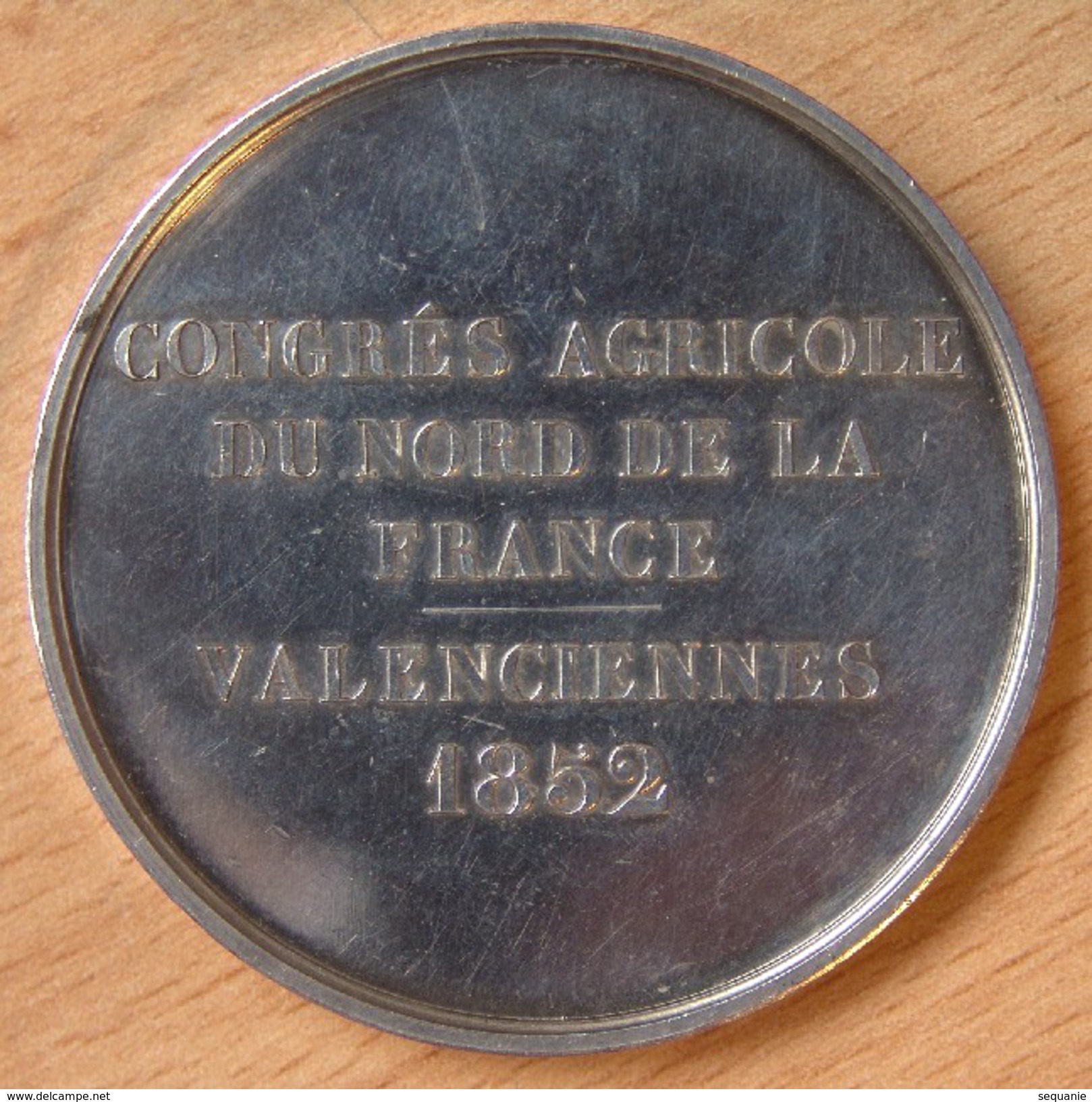 Médaille Congrès Agricole Du Nord De La France, Valenciennes 1852. Par Oudiné - Professionnels / De Société