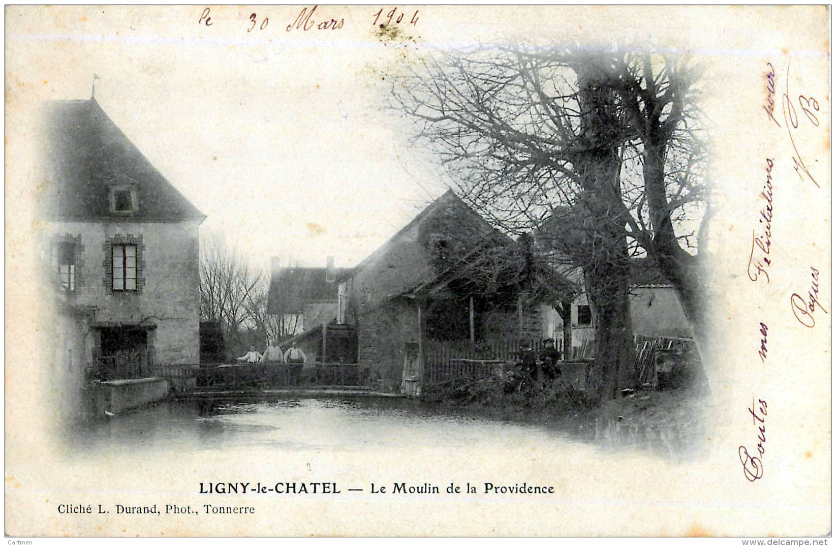 89 LIGNY  LE  CHATEL  LE MOULIN DE LA PROVIDENCE CARTE PIONNIERE 1904 - Ligny Le Chatel