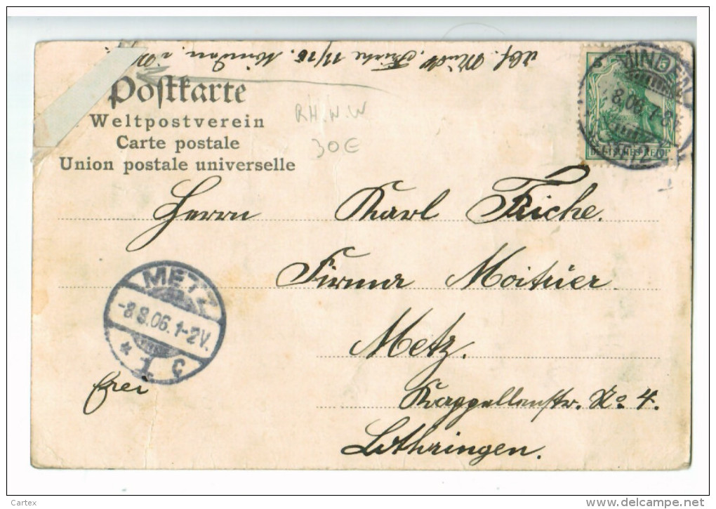 12909  Cpa  MINDEN  : RARE !!  Grosser Domhof M. Postamt  ! Précurseur 1906 , 2 SCANS  ( Abimée Coin Haut Droit  ) - Minden