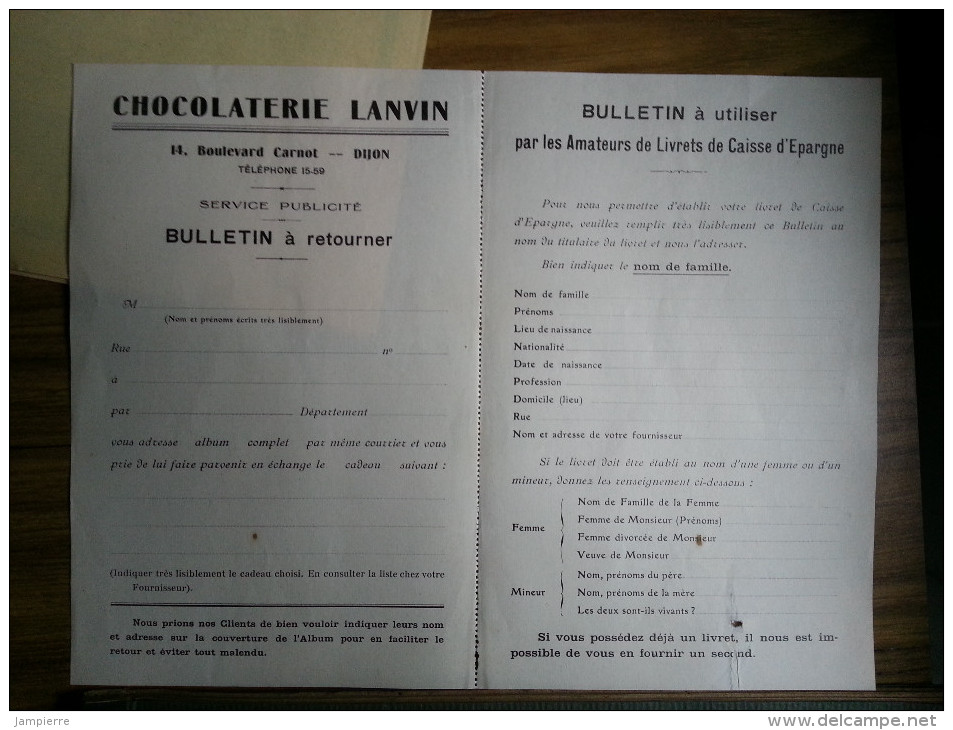 Album chromos 1932 - Bourgogne Franche-Comté et Vosges - Lanvin : 94 images sur 120 + 2 circulaires et un bulletin