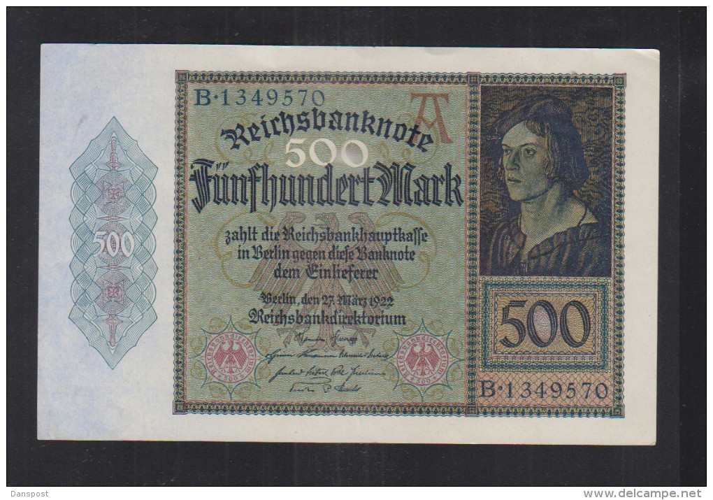 Dt. Reich 500 Mark 1922 - 500 Mark