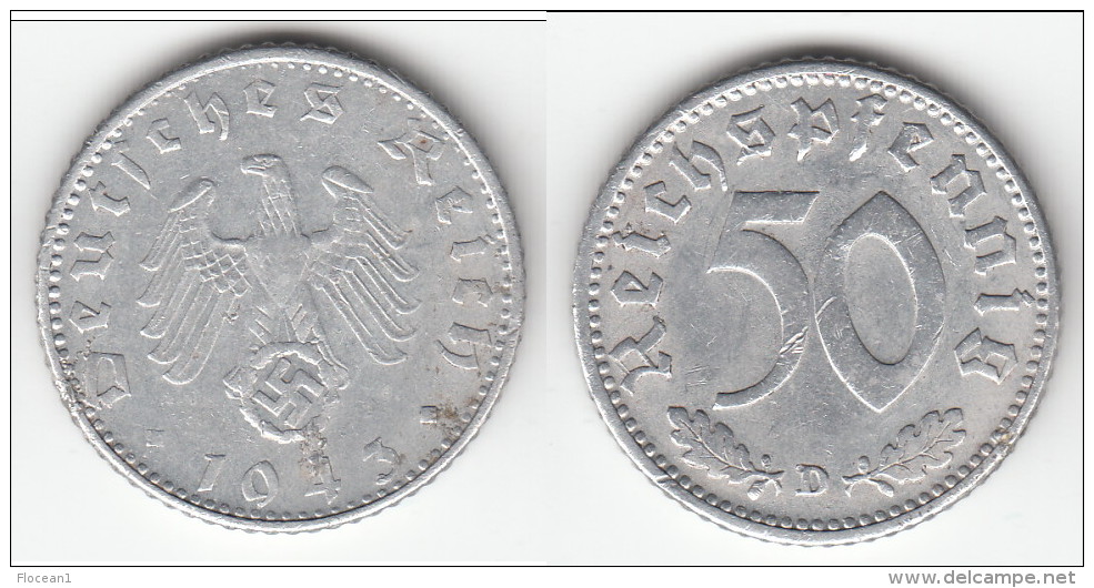 **** ALLEMAGNE - GERMANY - 50 REICHSPFENNIG 1943 D - 3ème REICH - THIRD REICH **** EN ACHAT IMMEDIAT - 50 Reichspfennig