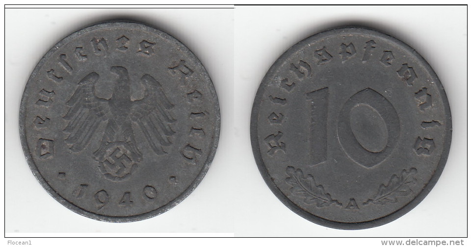 **** ALLEMAGNE - GERMANY - 10 REICHSPFENNIG 1940 A - 3ème REICH - THIRD REICH - ZINC **** EN ACHAT IMMEDIAT - 10 Reichspfennig