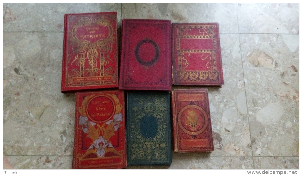 LOT 6 Livres Anciens Histoire VIVE LA PATRIE JEUNE TAMBOUR AMIS DE L'HUMANITE GLOIRES MILITAIRES VIEUX GUERRIER PATRIOTE - Lots De Plusieurs Livres