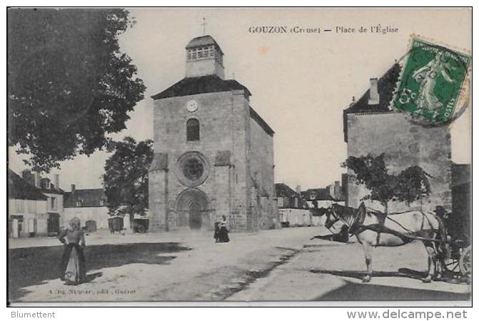 CPA Creuse Circulé Village GOUZON Attelage - Sonstige & Ohne Zuordnung