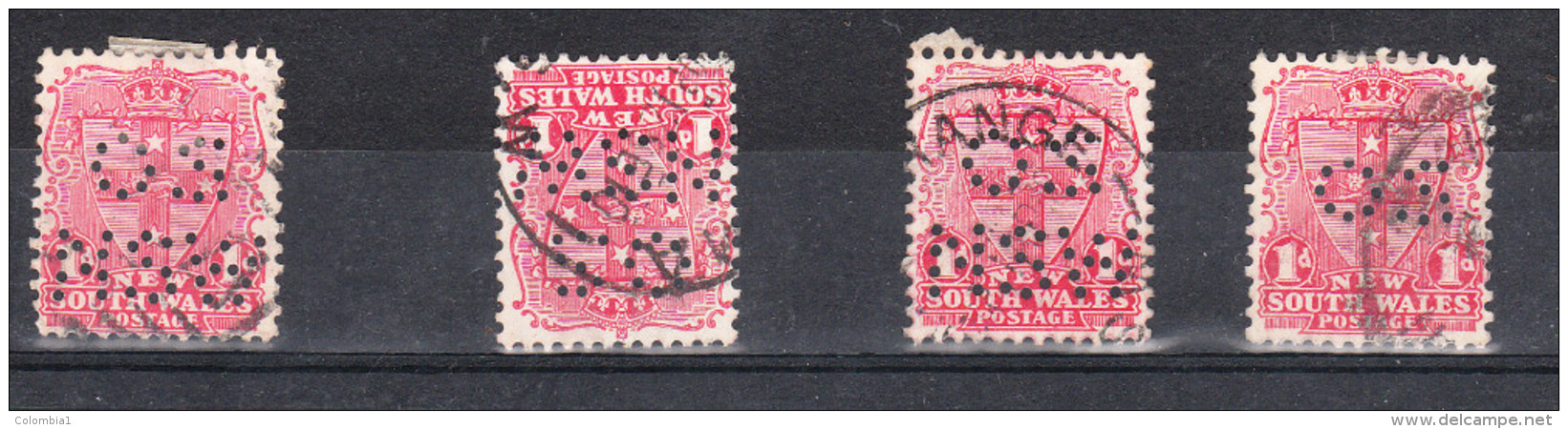 LOT De 4 TIMBRES PERFORES - Gebruikt