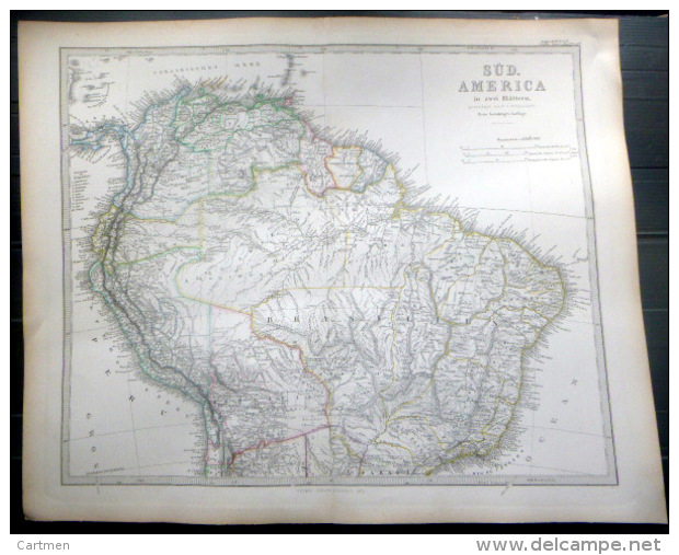 AMERIQUE DU SUD BRESIL SOUTH AMERICA BRASILIA  CARTE GEOGRAPHIQUE ATLAS MAP  1871   TRES DETAILLEE  40 X 33 Cm - Cartes Géographiques