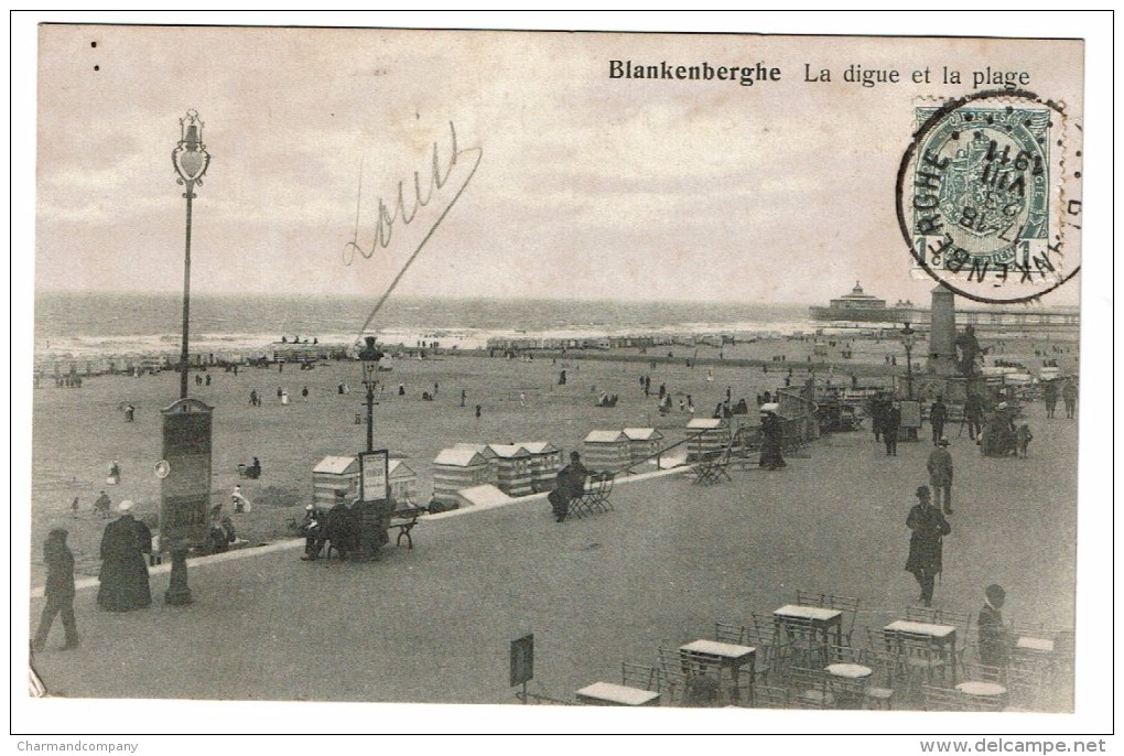 Blankenberghe, La Digue Et La Plage, 1911 - Edit. Joseph Scheers - 2 Scans - Blankenberge