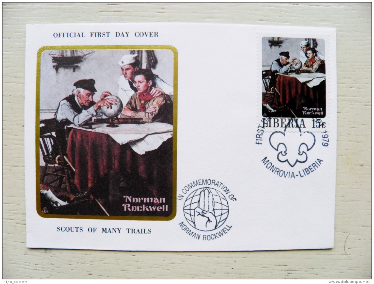 SALE! Cover From Liberia FDC Special Cancel 1979 Monrovia Scouts Scouting Norman Rockwell - Liberia