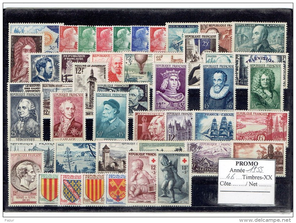 FRANCE ANNEE COMPLETE 1955 - 46 TP - XX - 1950-1959