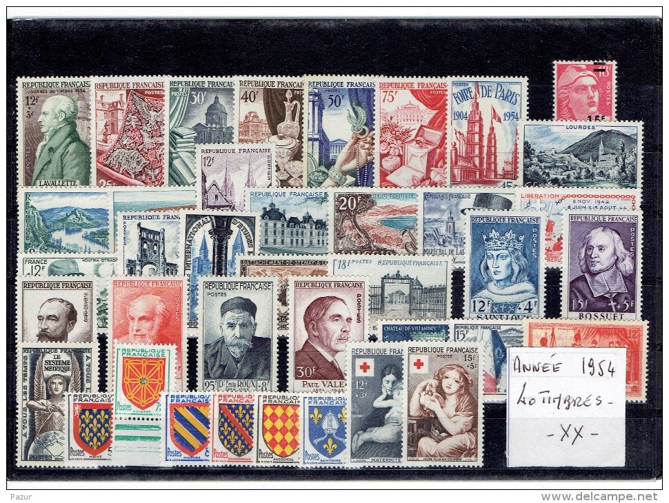 FRANCE ANNEE COMPLETE 1954 - 40 TP - XX - 1950-1959