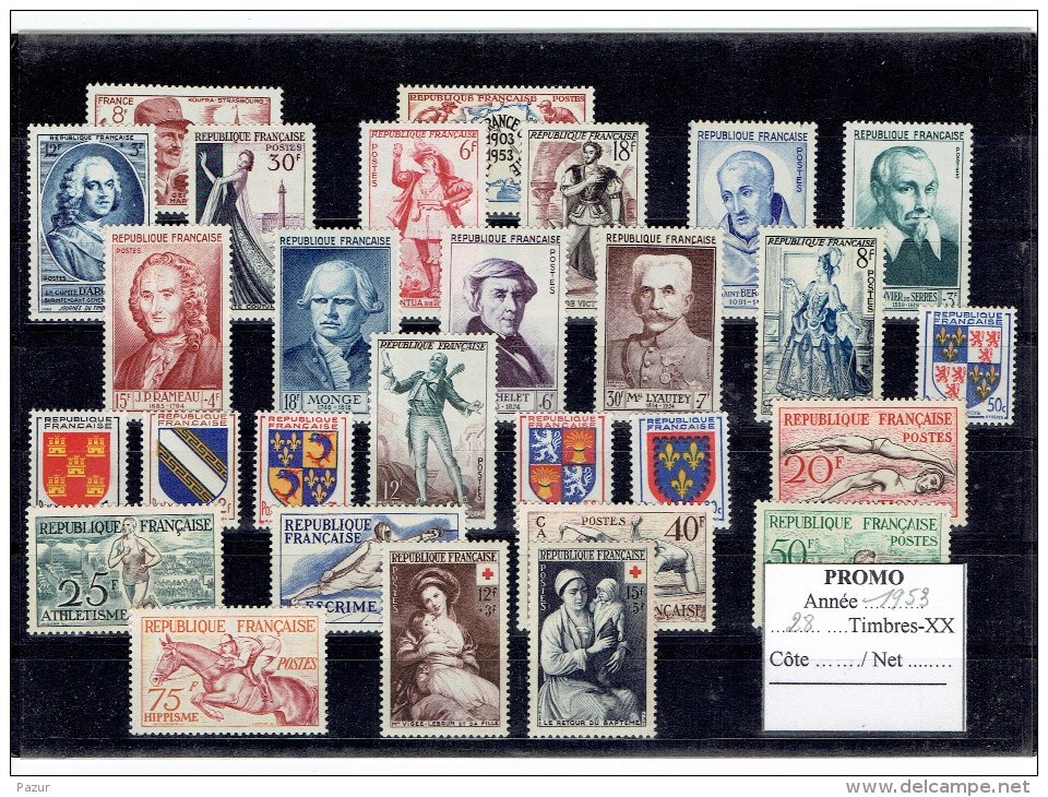 FRANCE ANNEE COMPLETE 1953 - 28 TP - XX - 1950-1959