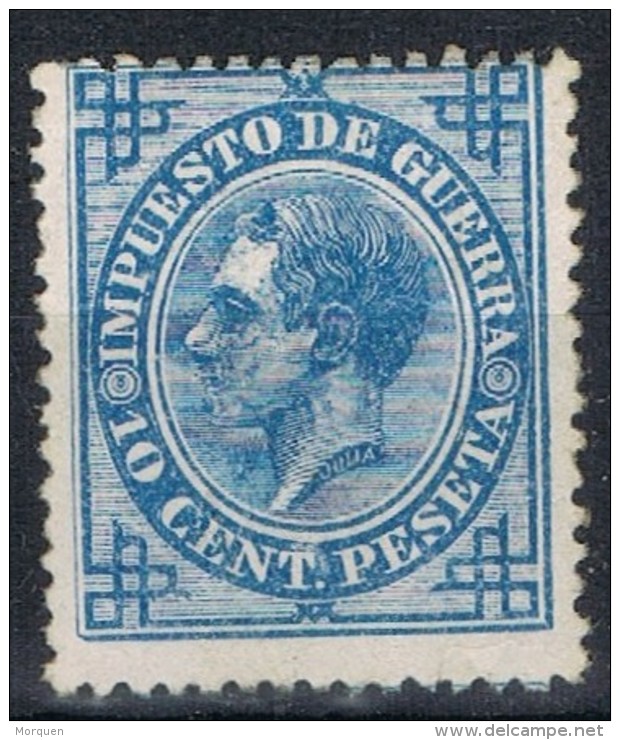 Sello 10 Cts Alfonso XII, Impuesto Guerra, Variedad Impresion, Edifil Num 184 * - Oorlogstaks