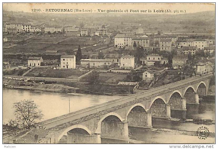 - Depts Div.-ref KK881- Haute Loire - Retournac - Vue Geenrale Et Pont Sur La Loire - Ponts - Carte Bon Etat - - Retournac