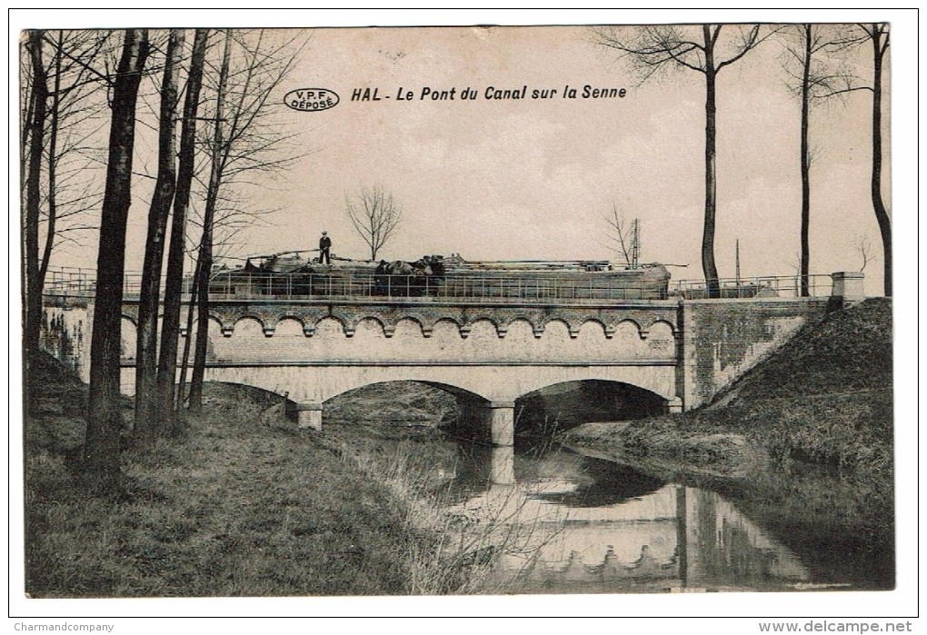 Hal - Le Pont Du Canal Sur La Senne, 1913,  Phototypie Préaux Frères, Ghlin - 2 Scans - Halle
