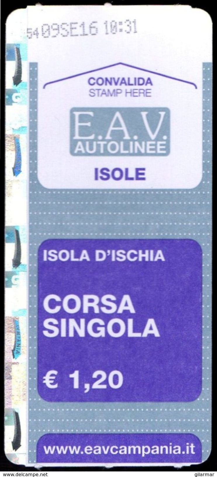 ITALIA ISOLA D'ISCHIA 2016 - BIGLIETTO CORSA SINGOLA - E.A.V. AUTOLINEE ISOLE - Europe