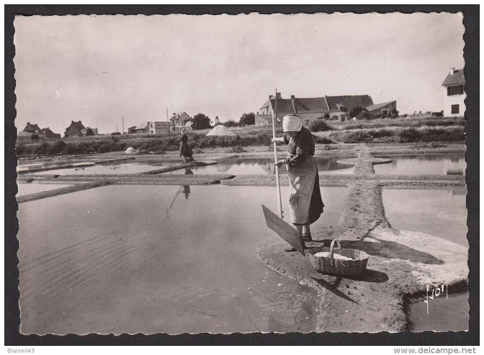 Cpsm - BATZ-SUR-MER - Paludiéres Ramassant Le Sel Avec La "lousse" - Batz-sur-Mer (Bourg De B.)