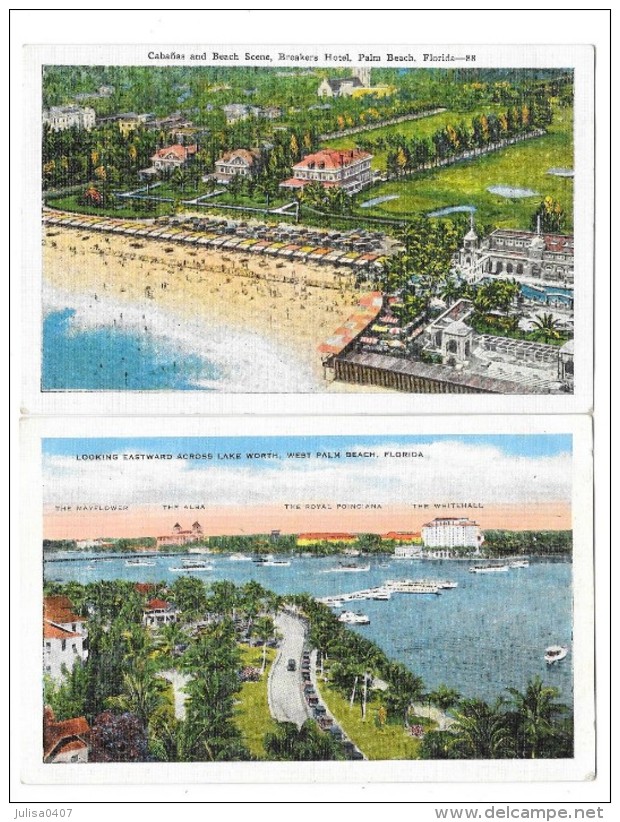 PALM BEACH (USA) Ensemble De 2 Cartes Breakers Hotel Lake Worth - Palm Beach