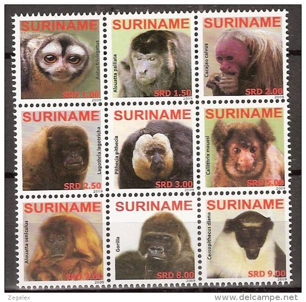 Suriname 2009 Monkeys, Apen, Singes MNH/**/Postfris - Surinam