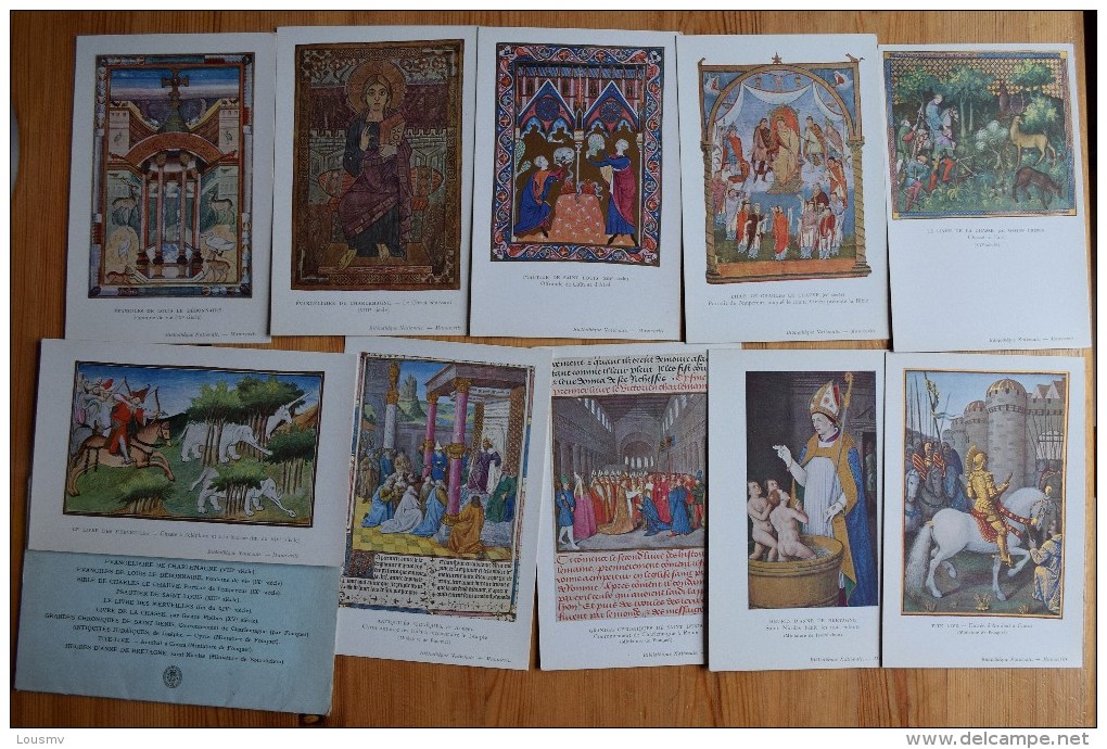 Paris - Bibliothèque Nationale - Département Des Manuscrits - Pochette De 10 Cartes Postales Reproduisant 10 Miniatures - Lots, Séries, Collections