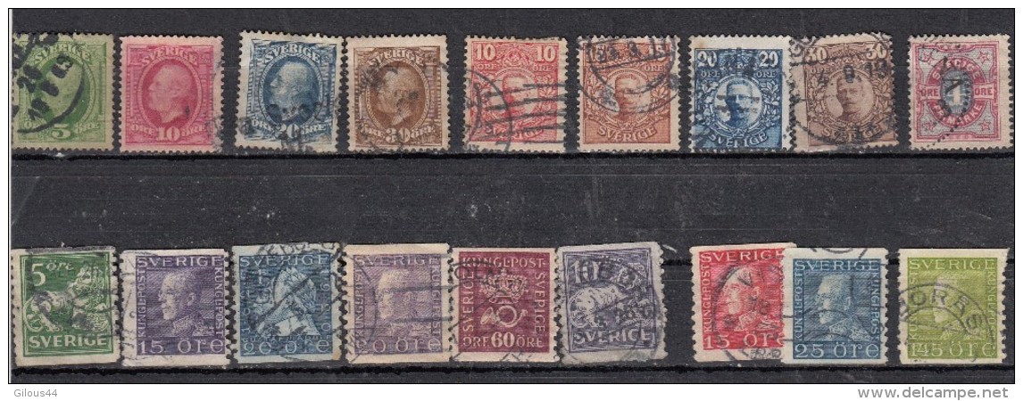 Suede  Lot De 18 Timbres Anciens - Collections