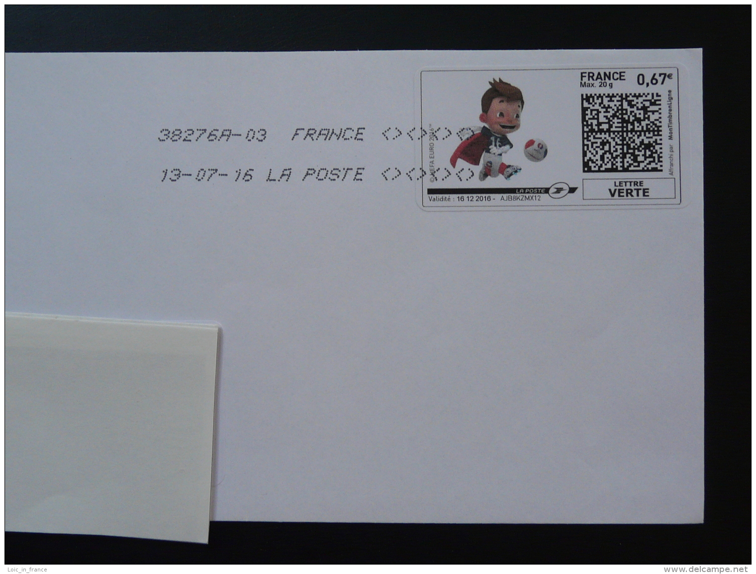 Football UEFA EURO 2016 Timbre En Ligne Sur Lettre (e-stamp On Cover) TPP 3213 - Eurocopa (UEFA)