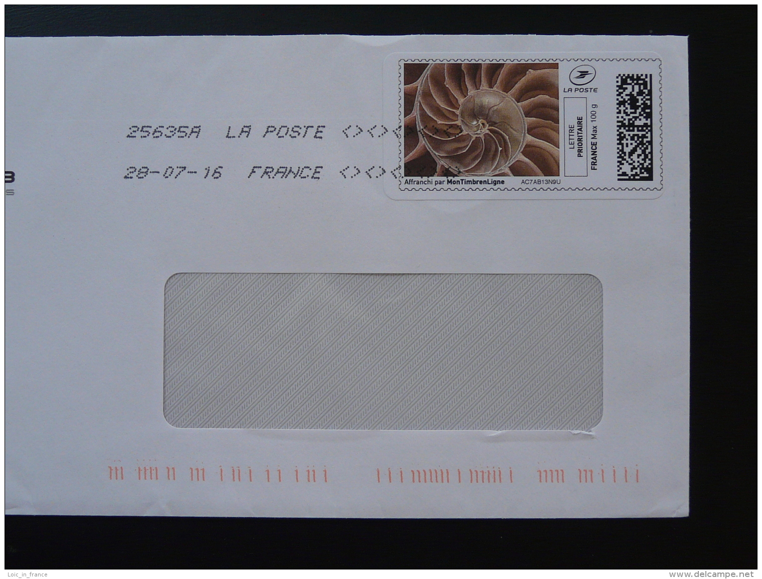 Coquillage Fossile Shell Timbre En Ligne Sur Lettre (e-stamp On Cover) TPP 3218 - Fossils
