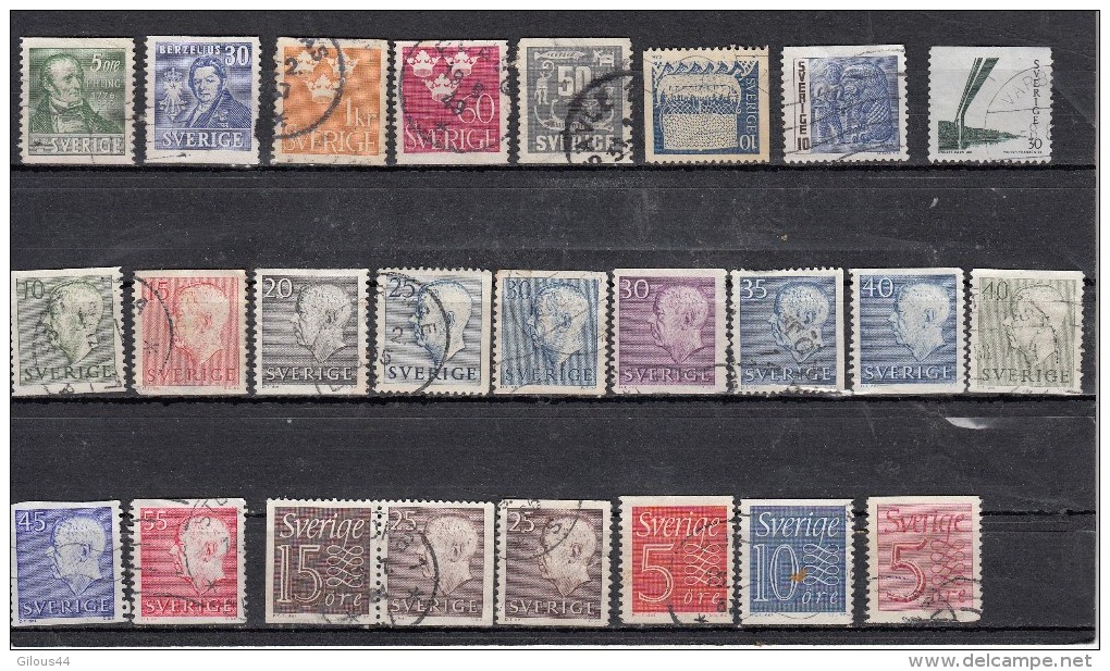 Suede  Lot De 25 Timbres Avant 1980 - Verzamelingen