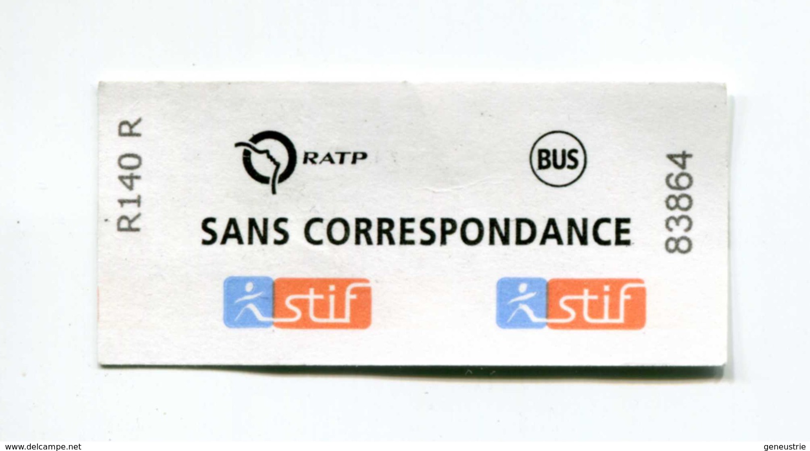 Ticket De Train - Métro - RER Bus Paris "Sans Correspondance" Transportation Ticket - SNCF - RATP - Europa