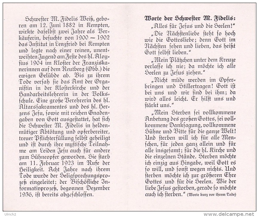 Schwester M. Fidelis Weiß Vom Kloster Reutberg  (24952) - Gunzenhausen