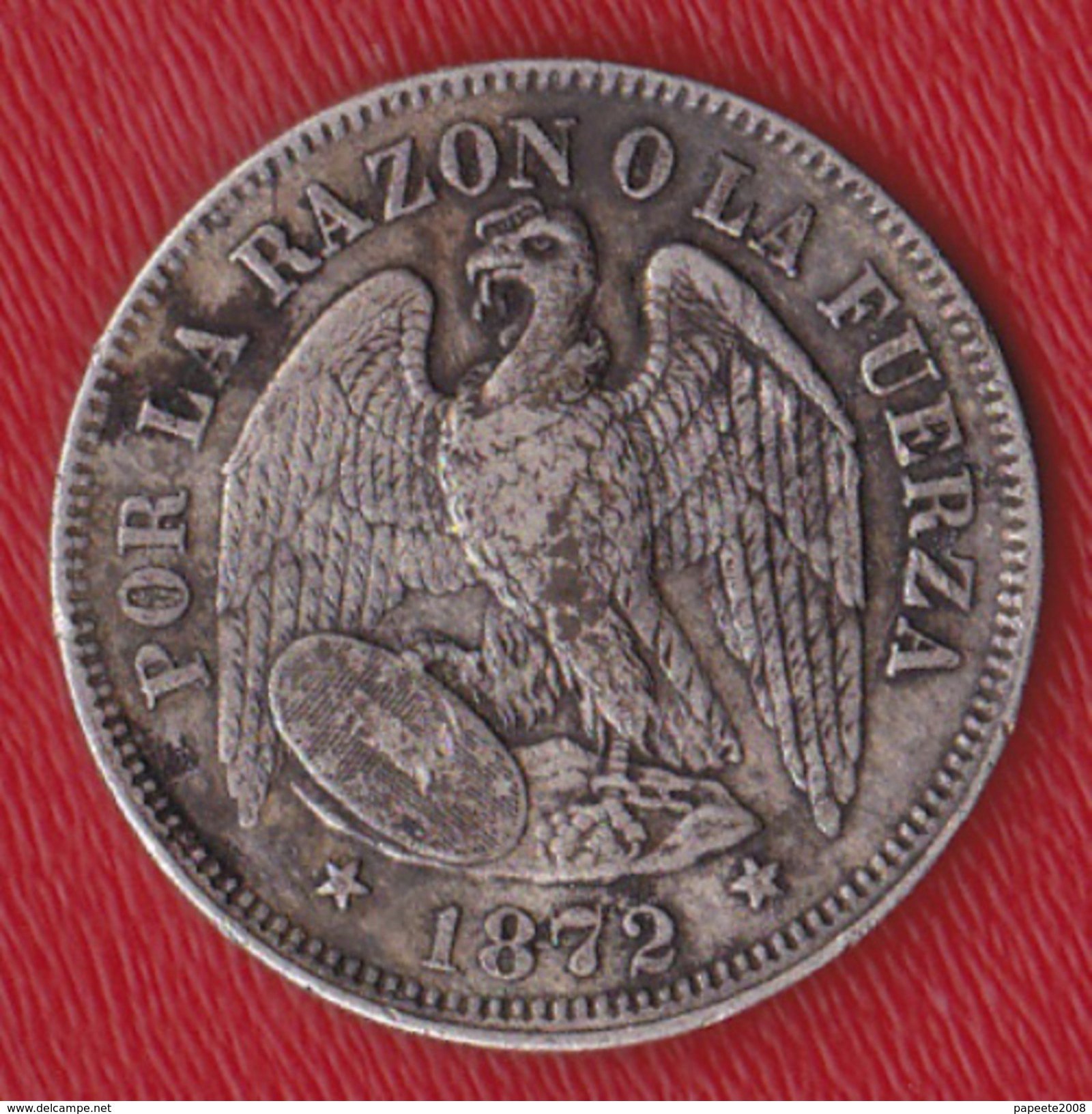 Chili - 50 Centavos 1872 (argent) - Cile