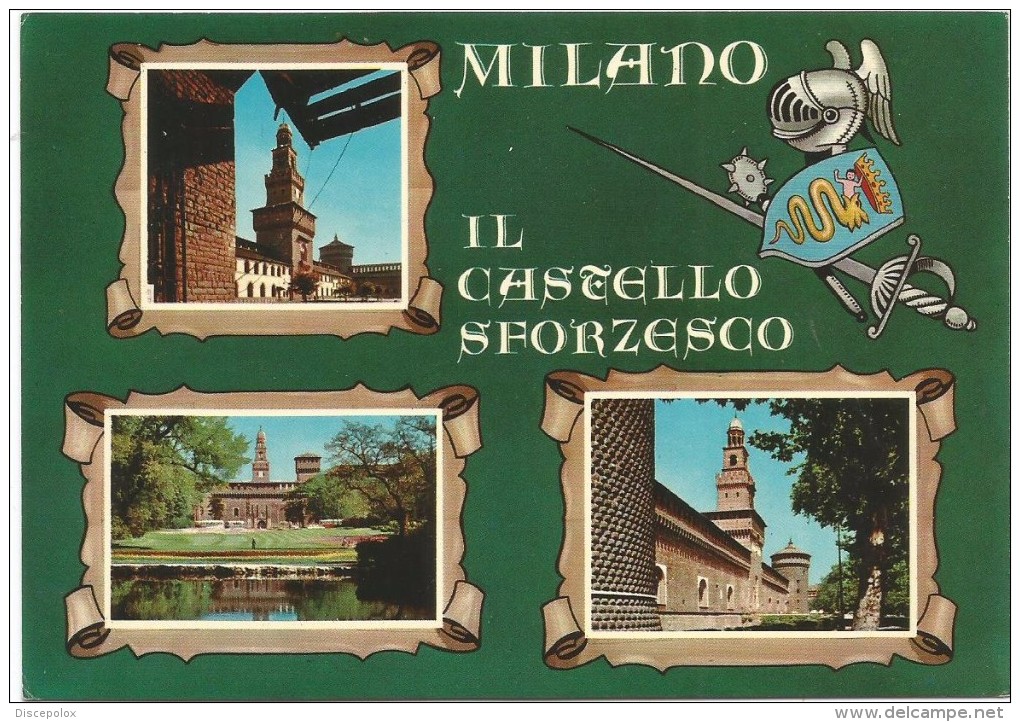 R2941 Milano - Il Castello Sforzesco - Panorama Vedute Multipla - Stemma Cittadino / Non Viaggiata - Milano