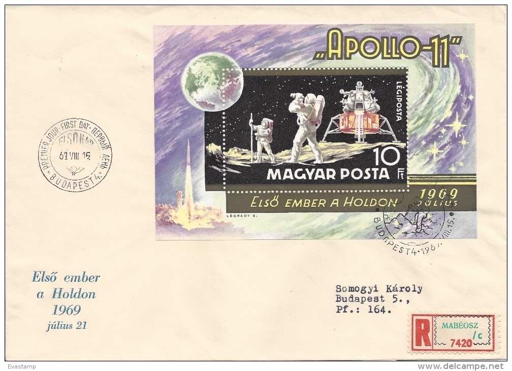 HUNGARY - 1969.FDC Sheet II. - Apollo 11 - Moon Landing Issue (Space) Mi Bl.72  USED!! - FDC