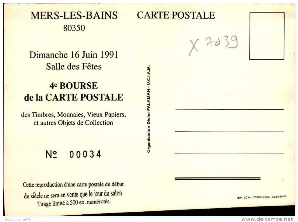 MERS LES BAINS..1991..4e BOURSE DE LA CARTE POSTALE.....CPM - Bourses & Salons De Collections